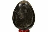 Septarian Dragon Egg Geode - Black Crystals #118744-1